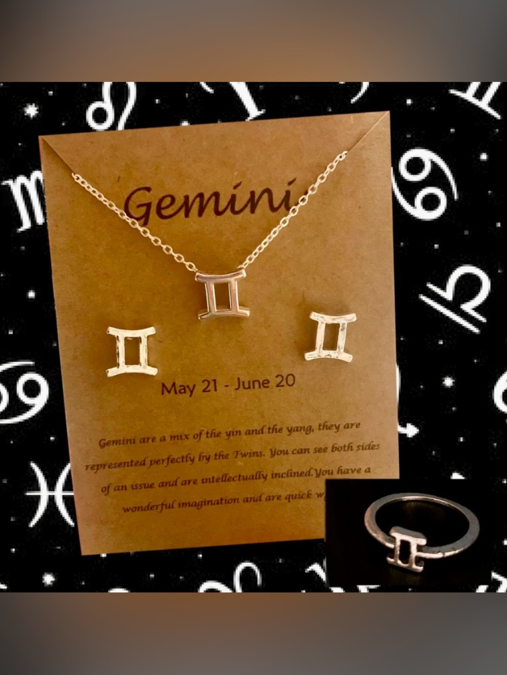 Gemini Necklace, Earrings & Ring Set ♊️